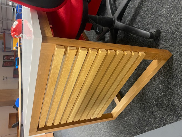 Wooden Framed Desk with Red Pedestal