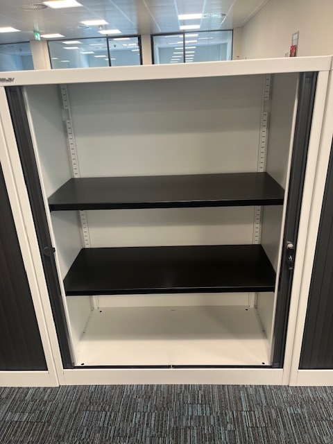 Bisley Tambour Cupboard with 2 shelves – 1270 h x 470 d x 1000w