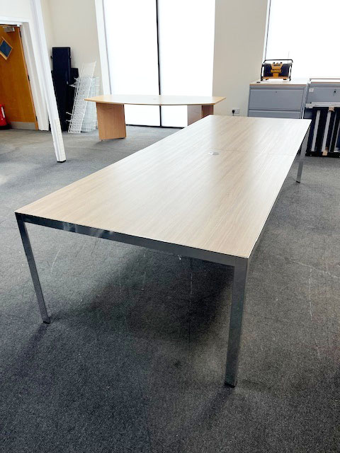 Grey Oak Chrome Legged Boardroom Table