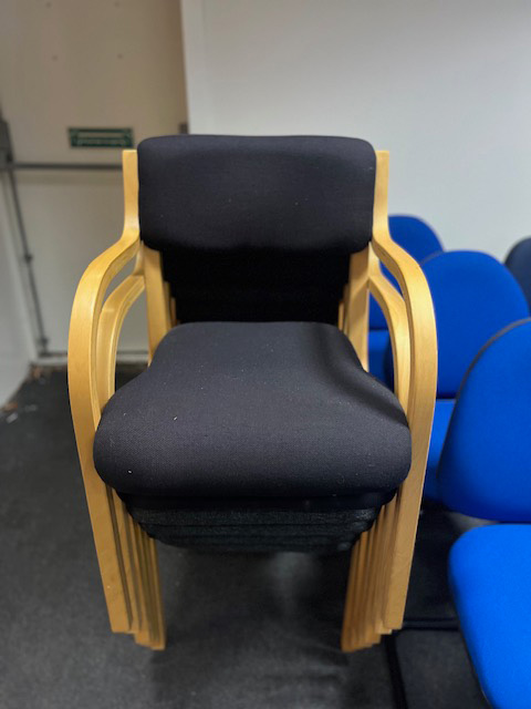 Wooden frame charcoal meeting chairs