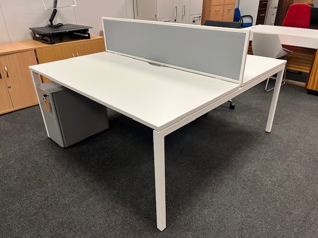 Back To Back White Bench Desking