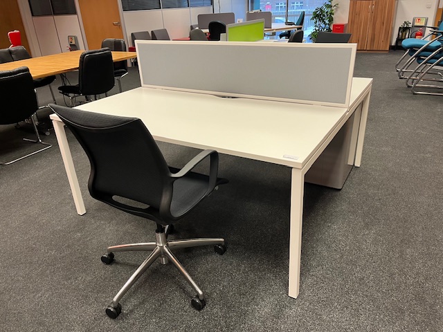 Back To Back White Bench Desking