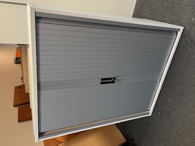 White Tambour Door Storage Cupboard