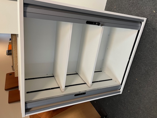 White Tambour Door Storage Cupboard